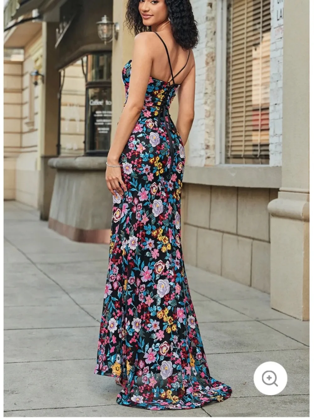Floral Embroidered Black Evening Gown/prom dress - Picture 3 of 8